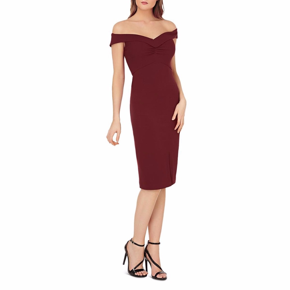 JS COLLECTIONS Off-The-Shoulder Sheath Dress - Picture 1 of 7
